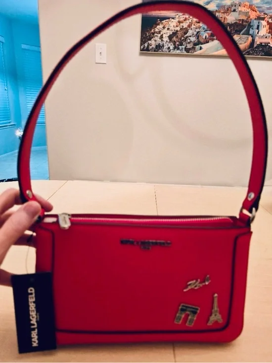 Karl Lagerfeld Paris French Rose Crossbody Clutch Bag Paris Pins Wristlet NWT - Picture 3 of 12